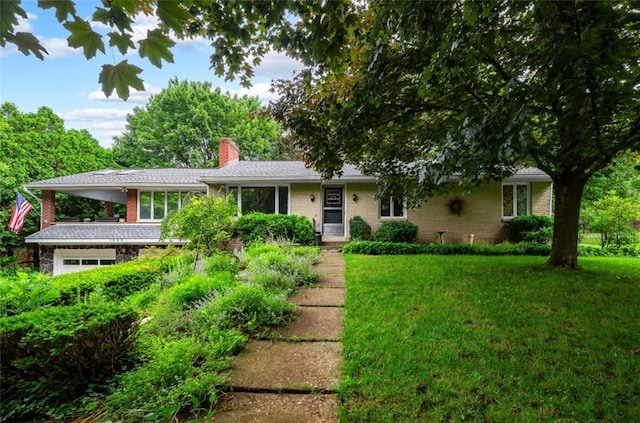 1833 Allison Ave, Mccandless, PA 15101 - single story home featuring brick siding, a chimney, a front yard, and an attached garage
