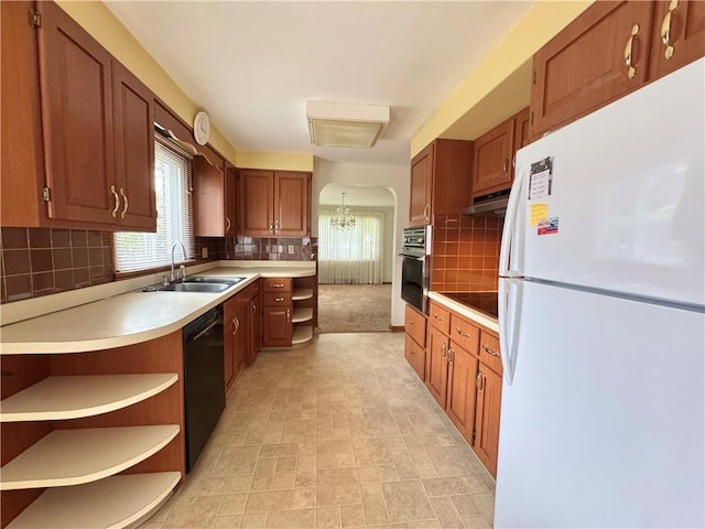 7 E Sheridan Ave, New Castle/1St, PA 16105 - kitchen featuring black appliances, open shelves, and healthy amount of natural light