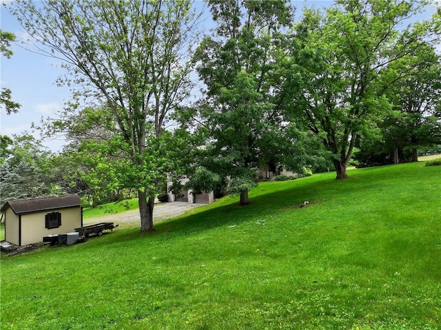 228 Bowman Rd, South Fayette, PA 15017 - view of green lawn with a shed and view of scattered trees