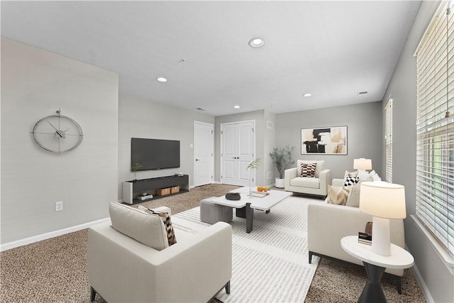 2804 Pointe View Dr, Adams Twp, PA 16046 - living room featuring carpet, recessed lighting, and plenty of natural light