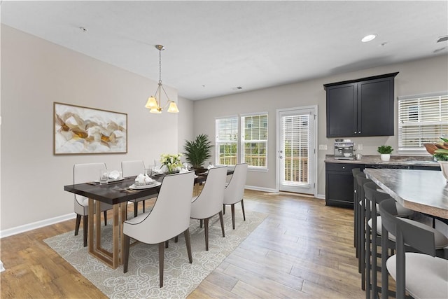 2804 Pointe View Dr, Adams Twp, PA 16046 - dining space featuring light wood-style floors, a chandelier, and recessed lighting
