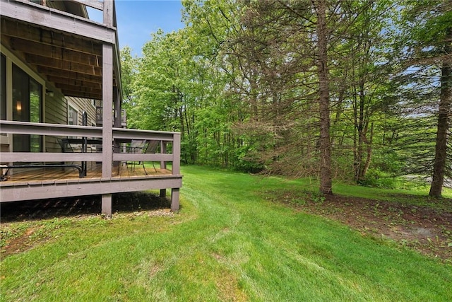 1147 Tanyard Ln, Hidden Valley, PA 15502 - view of green lawn with a deck