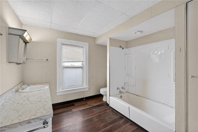 1201 3rd Ave, Beaver Falls, PA 15010 - full bath featuring vanity, wood finished floors, shower / tub combination, and a drop ceiling