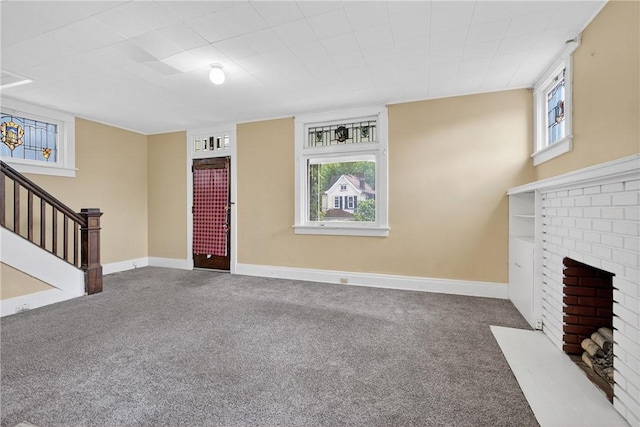 1201 3rd Ave, Beaver Falls, PA 15010 - unfurnished living room featuring carpet and stairs