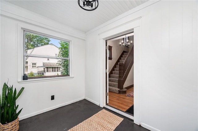 1155 French St, Sharon, PA 16146 - spare room with a chandelier and stairs