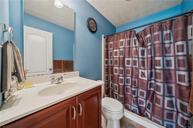 517 Callie Ct, Rostraver, PA 15089 - full bathroom featuring vanity, a textured ceiling, a shower with shower curtain, and tile patterned floors