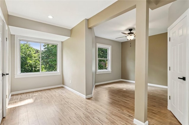 515 Peebles St, Wilkinsburg, PA 15221 - unfurnished room with plenty of natural light, wood finished floors, a ceiling fan, and recessed lighting