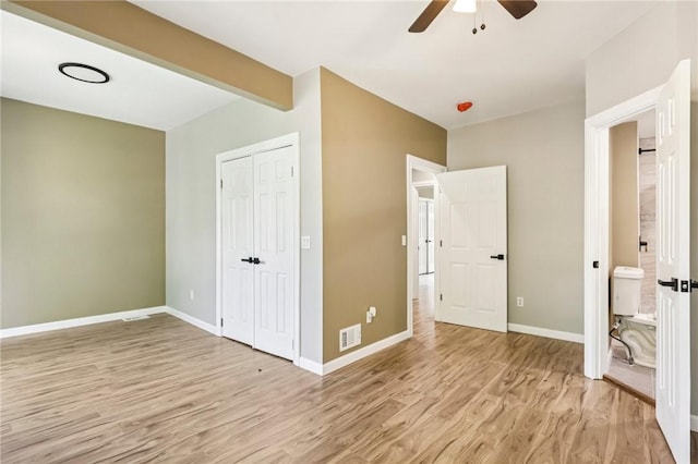 515 Peebles St, Wilkinsburg, PA 15221 - unfurnished bedroom with light wood-style floors, a closet, and ceiling fan