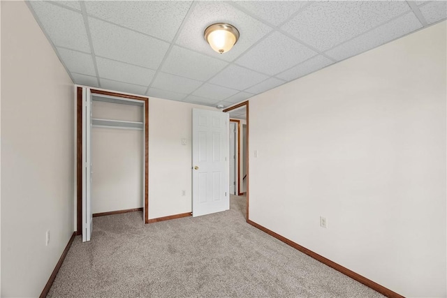 26-28 Clopper St, Sewickley Twp, PA 15637 - unfurnished bedroom featuring carpet flooring, a closet, and a drop ceiling