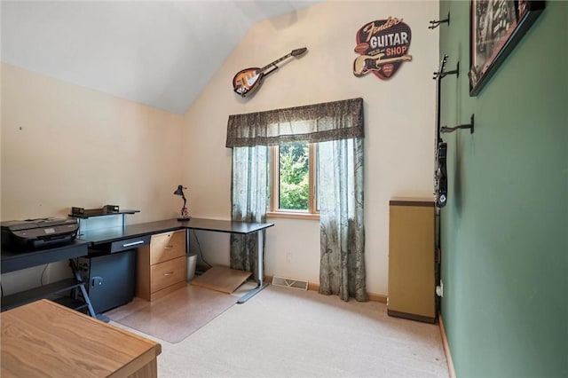 94 Troutman Rd, Pa, PA 16148 - home office featuring vaulted ceiling and light colored carpet