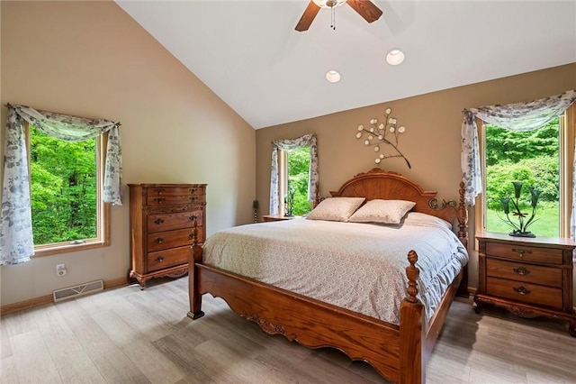94 Troutman Rd, Pa, PA 16148 - bedroom with lofted ceiling, light wood finished floors, a ceiling fan, and recessed lighting