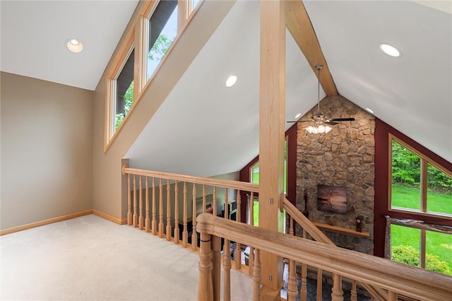 94 Troutman Rd, Pa, PA 16148 - hall with vaulted ceiling, recessed lighting, and carpet floors