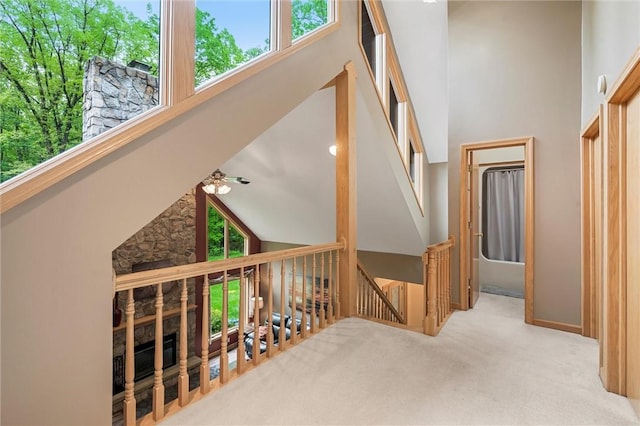 94 Troutman Rd, Pa, PA 16148 - hall with a towering ceiling and carpet
