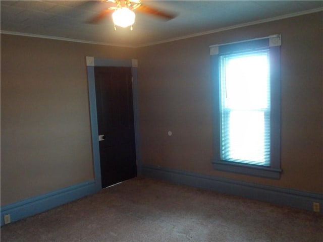 129-131 4th Ave, Scottdale, PA 15683 - carpeted spare room with healthy amount of natural light, a ceiling fan, and ornamental molding
