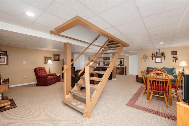 220 N Dr, Center Twp But, PA 16001 - stairway with a paneled ceiling, carpet floors, and recessed lighting