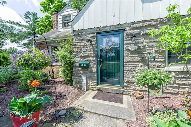 2688 Summit St, Bethel Park, PA 15102 - property entrance with board and batten siding and stone siding