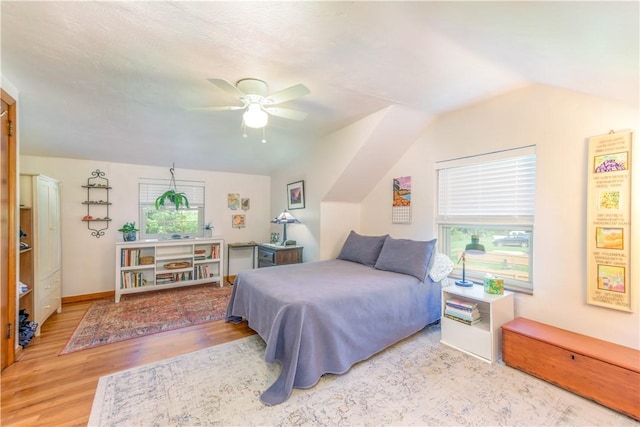 2688 Summit St, Bethel Park, PA 15102 - bedroom with wood finished floors, vaulted ceiling, and ceiling fan