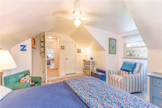 2688 Summit St, Bethel Park, PA 15102 - bedroom featuring vaulted ceiling and a ceiling fan