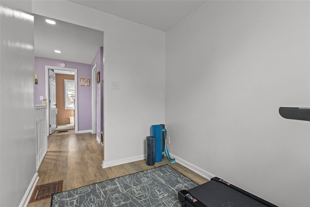 7129 Michigan Ave, Swissvale, PA 15218 - workout room featuring wood finished floors and recessed lighting