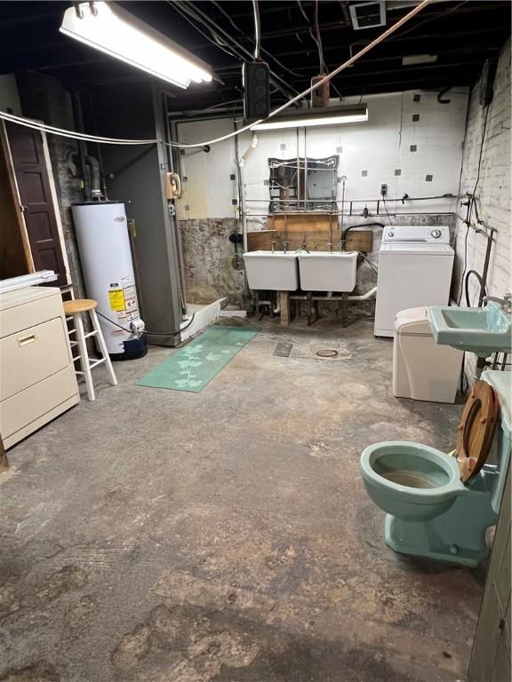 384 E End Ave, Beaver, PA 15009 - unfinished below grade area featuring gas water heater and independent washer and dryer