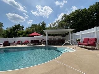 2355 School St, Mount Pleasant Twp Wml, PA 15666 - view of pool with a patio area, a fenced backyard, and an outdoor living space