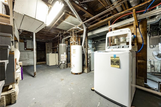 407 Hill St, Grove City Boro, PA 16127 - unfinished below grade area with gas water heater and washer and clothes dryer