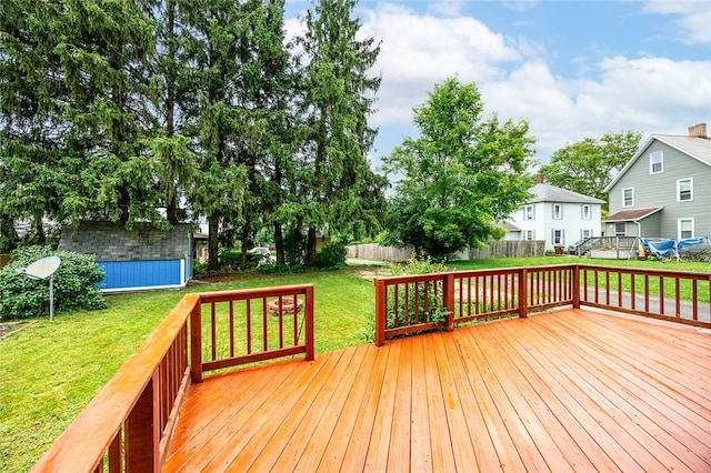 407 Hill St, Grove City Boro, PA 16127 - wooden deck with a storage unit and a residential view