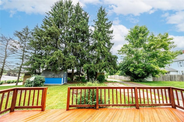 407 Hill St, Grove City Boro, PA 16127 - wooden deck with a fenced backyard and a storage shed
