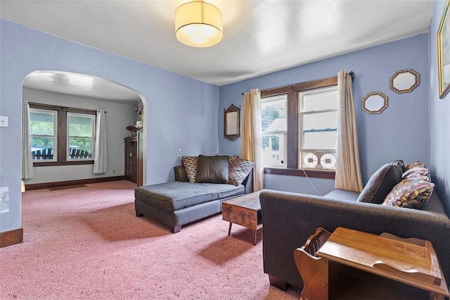 623 Rte 30, Findlay Twp, PA 15126 - carpeted living area with arched walkways and baseboards