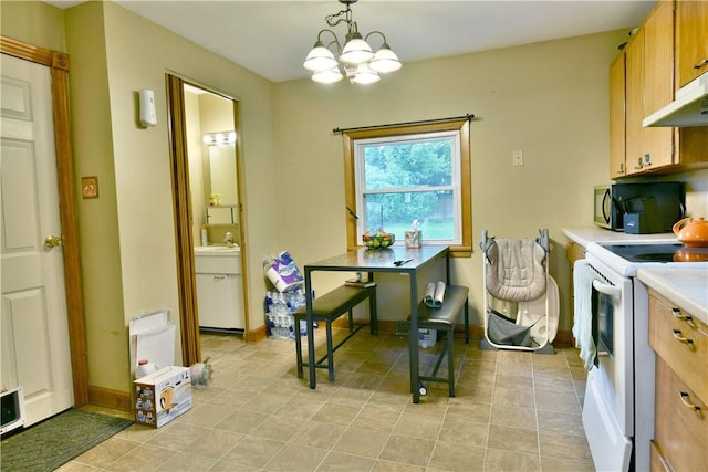 1107 W Ridge Ave, Sharpsville, PA 16150 - dining area with a chandelier and light tile patterned flooring