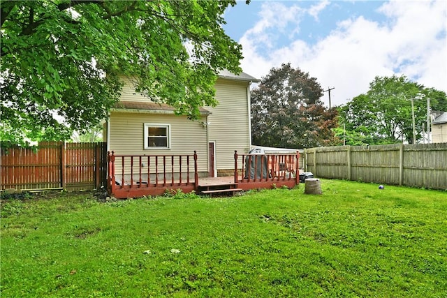 1107 W Ridge Ave, Sharpsville, PA 16150 - rear view of house with a fenced backyard and a wooden deck