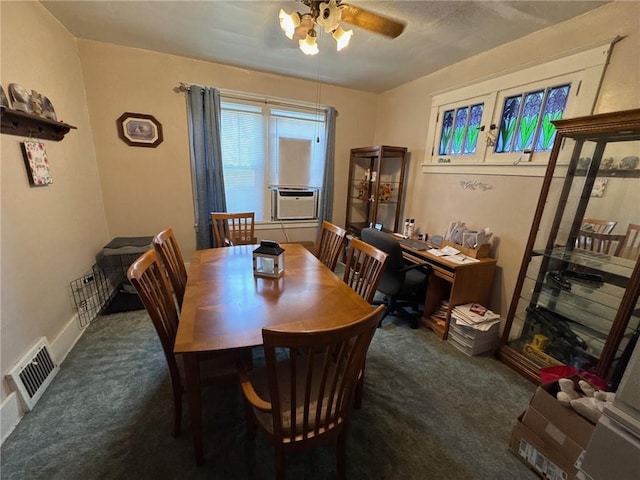 1506 Victoria Ave, New Kensington, PA 15068 - carpeted dining area with cooling unit, ceiling fan, and an office area