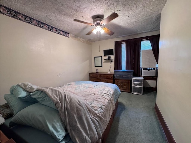 1506 Victoria Ave, New Kensington, PA 15068 - bedroom featuring a textured ceiling, carpet floors, cooling unit, and ceiling fan
