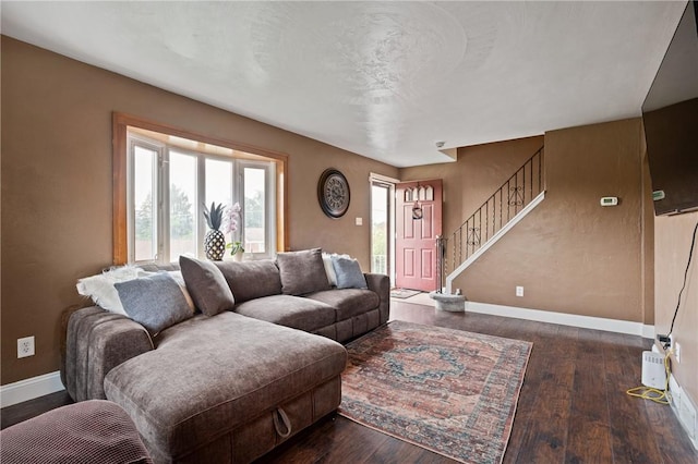 615 School St, West Mifflin, PA 15122 - living area featuring wood-type flooring and stairs