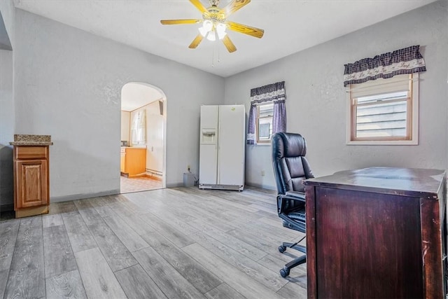 101 7th St, Monongahela City, PA 15063 - office space with light wood finished floors, a ceiling fan, and arched walkways
