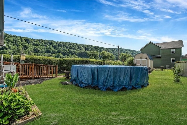 101 7th St, Monongahela City, PA 15063 - view of green lawn with a storage shed and a wooded view