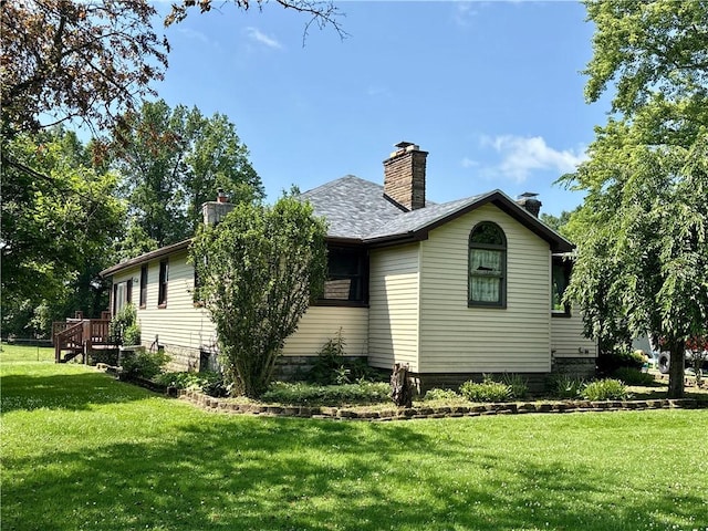 4296 Morefield Rd, Hermitage, PA 16148 - view of home's exterior with a yard and a chimney