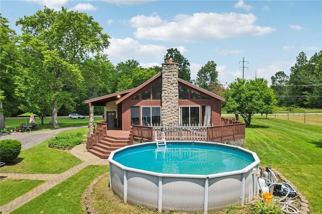 4296 Morefield Rd, Hermitage, PA 16148 - view of pool with a deck and a lawn
