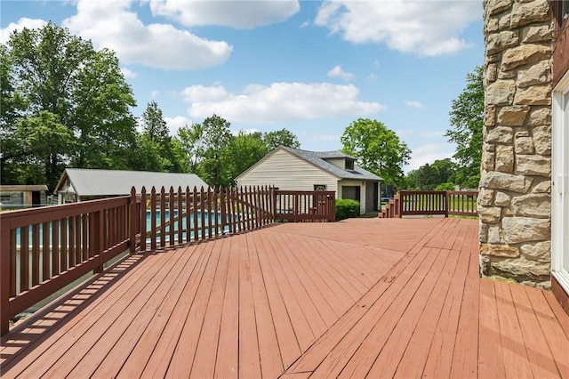 4296 Morefield Rd, Hermitage, PA 16148 - wooden terrace with an outdoor pool