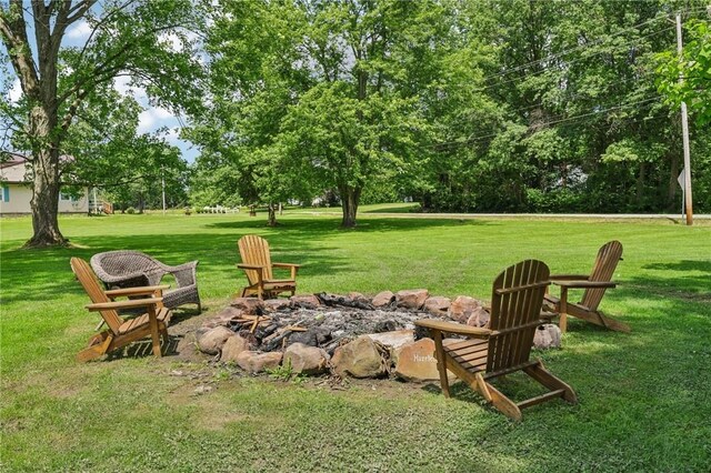 4296 Morefield Rd, Hermitage, PA 16148 - view of grassy yard with an outdoor fire pit