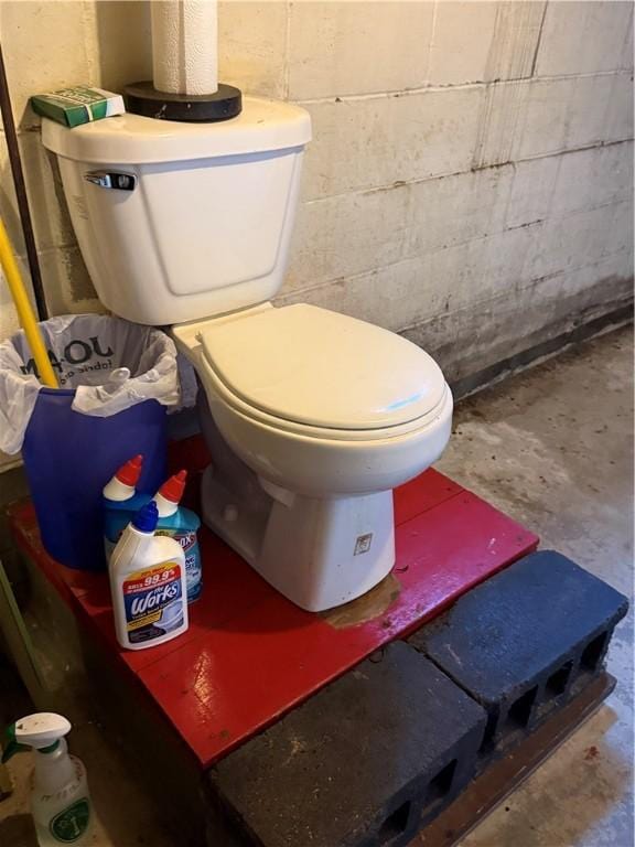 2801 7th Street Rd, Lower Burrell, PA 15068 - bathroom featuring concrete block wall and concrete floors