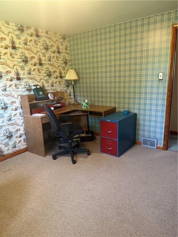 2801 7th Street Rd, Lower Burrell, PA 15068 - office with wallpapered walls and carpet floors