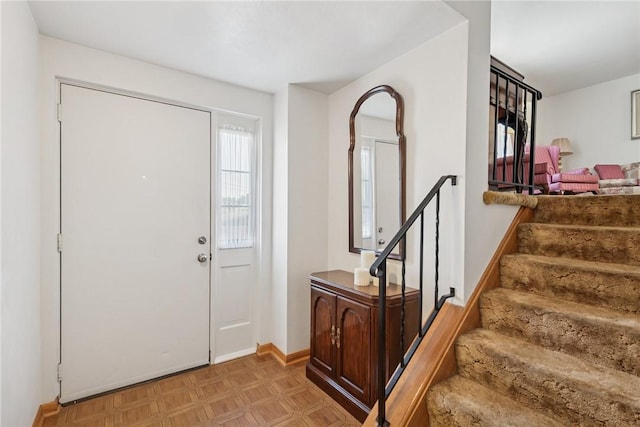 1952 Dearborn Dr, White Oak, PA 15131 - foyer featuring stairway and baseboards