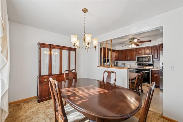 1952 Dearborn Dr, White Oak, PA 15131 - dining space featuring a chandelier and ceiling fan