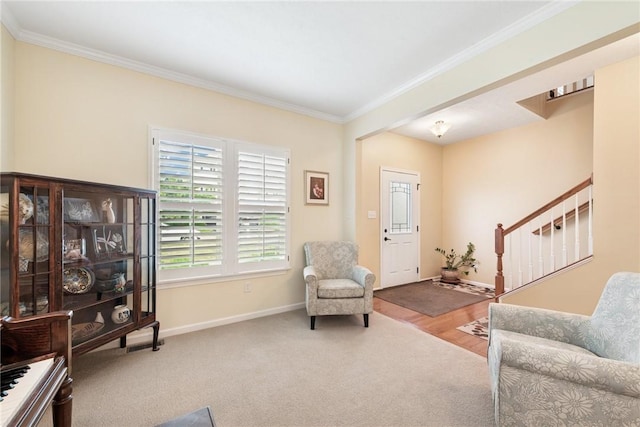 509 Saddle Ridge Dr, Penn Twp Wml, PA 15642 - living room featuring ornamental molding and stairway