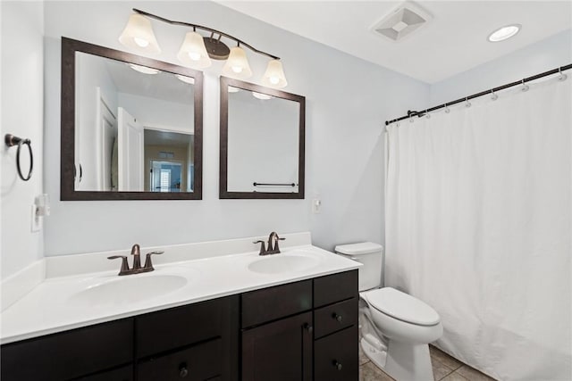 509 Saddle Ridge Dr, Penn Twp Wml, PA 15642 - bathroom with double vanity, tile patterned flooring, and a shower with shower curtain