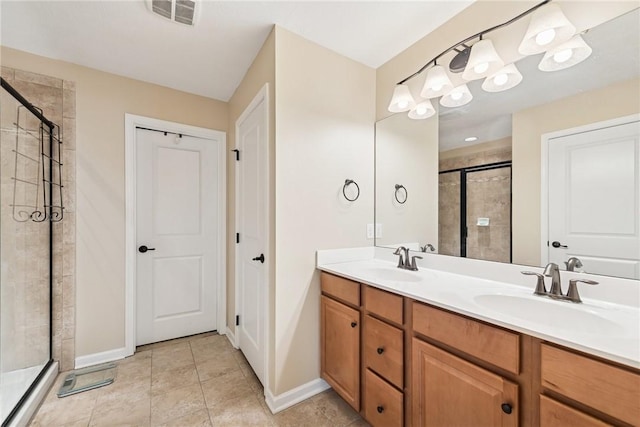 509 Saddle Ridge Dr, Penn Twp Wml, PA 15642 - full bath featuring a shower stall, double vanity, and tile patterned floors
