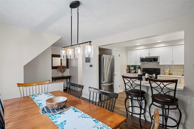 206 Little Hollow Dr, Aleppo, PA 15143 - dining room featuring dark wood-style flooring and recessed lighting