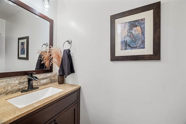 206 Little Hollow Dr, Aleppo, PA 15143 - bathroom with vanity and decorative backsplash