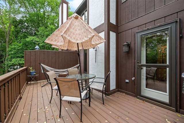 206 Little Hollow Dr, Aleppo, PA 15143 - wooden terrace with outdoor dining space